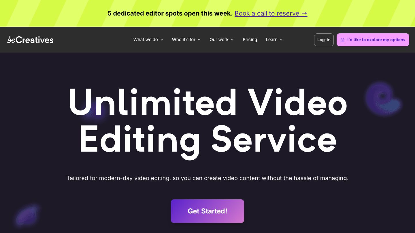 beCreatives unlimited video editing service