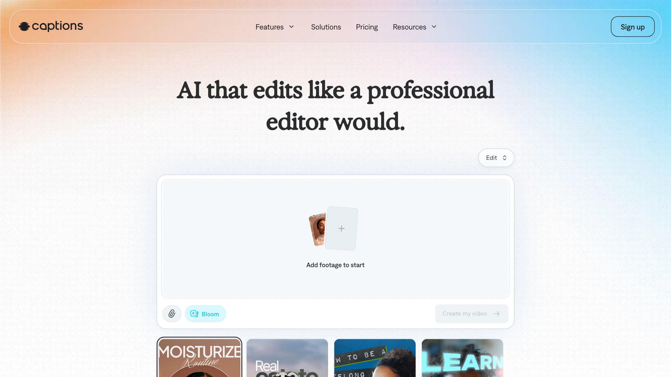 Captions AI video editing tool