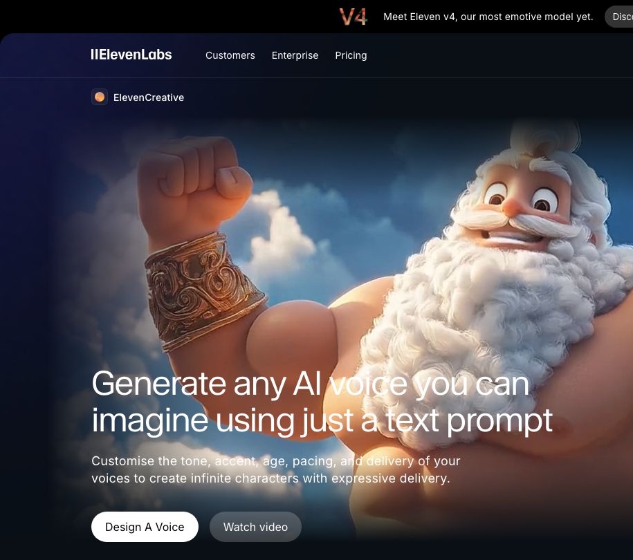 ElevenLabs Voice Design page for creating AI voices from text