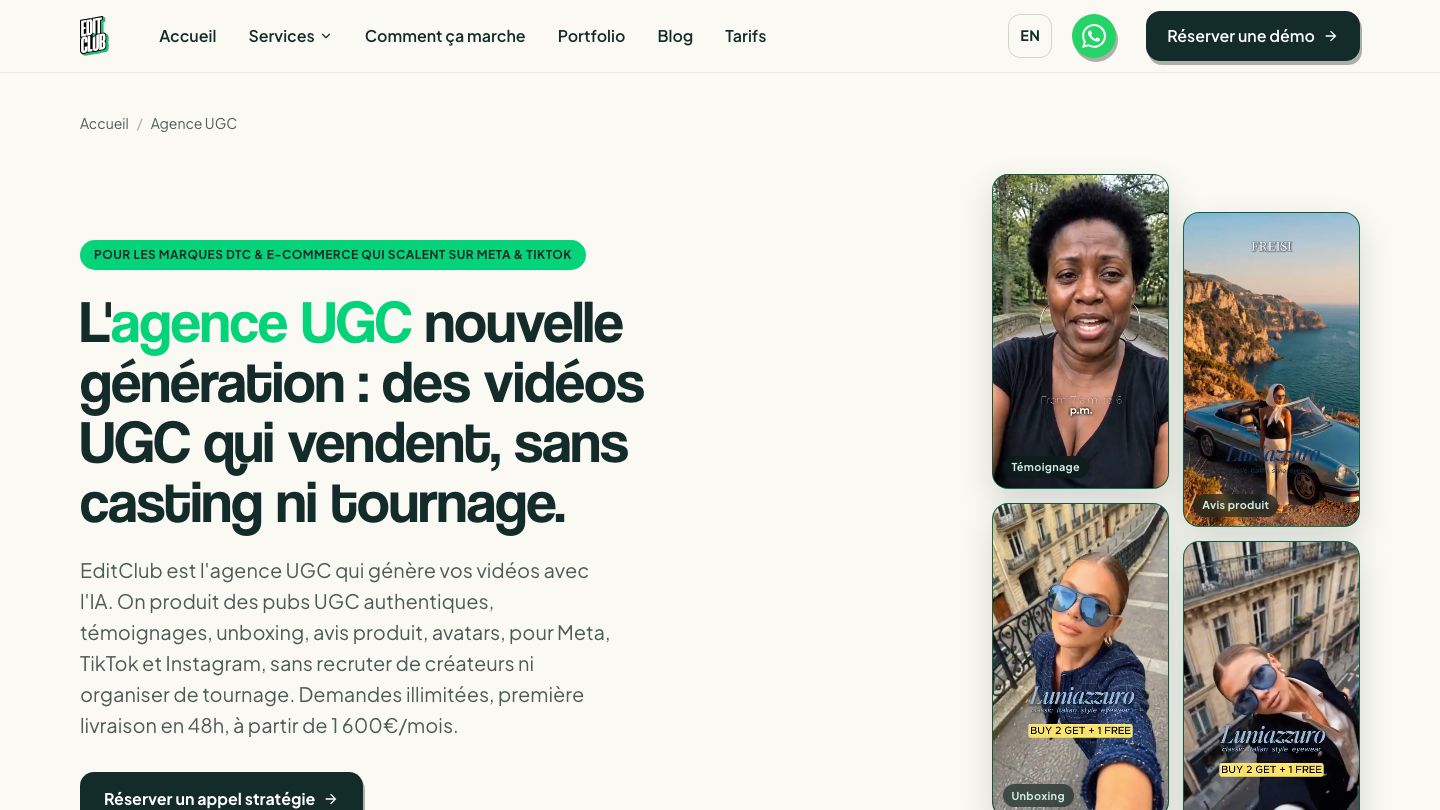 Page agence UGC IA d'EditClub