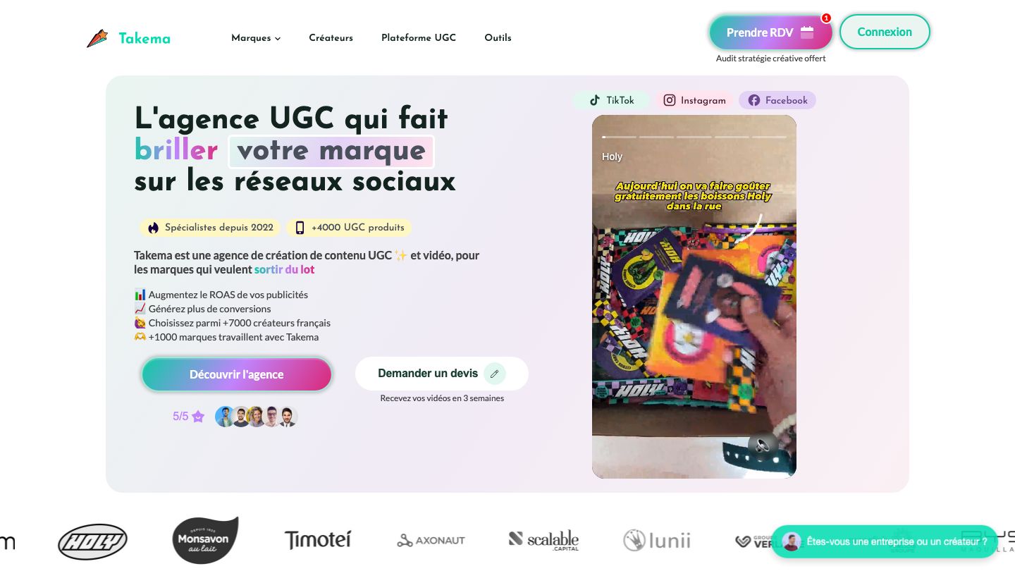 Page d'accueil de Takema