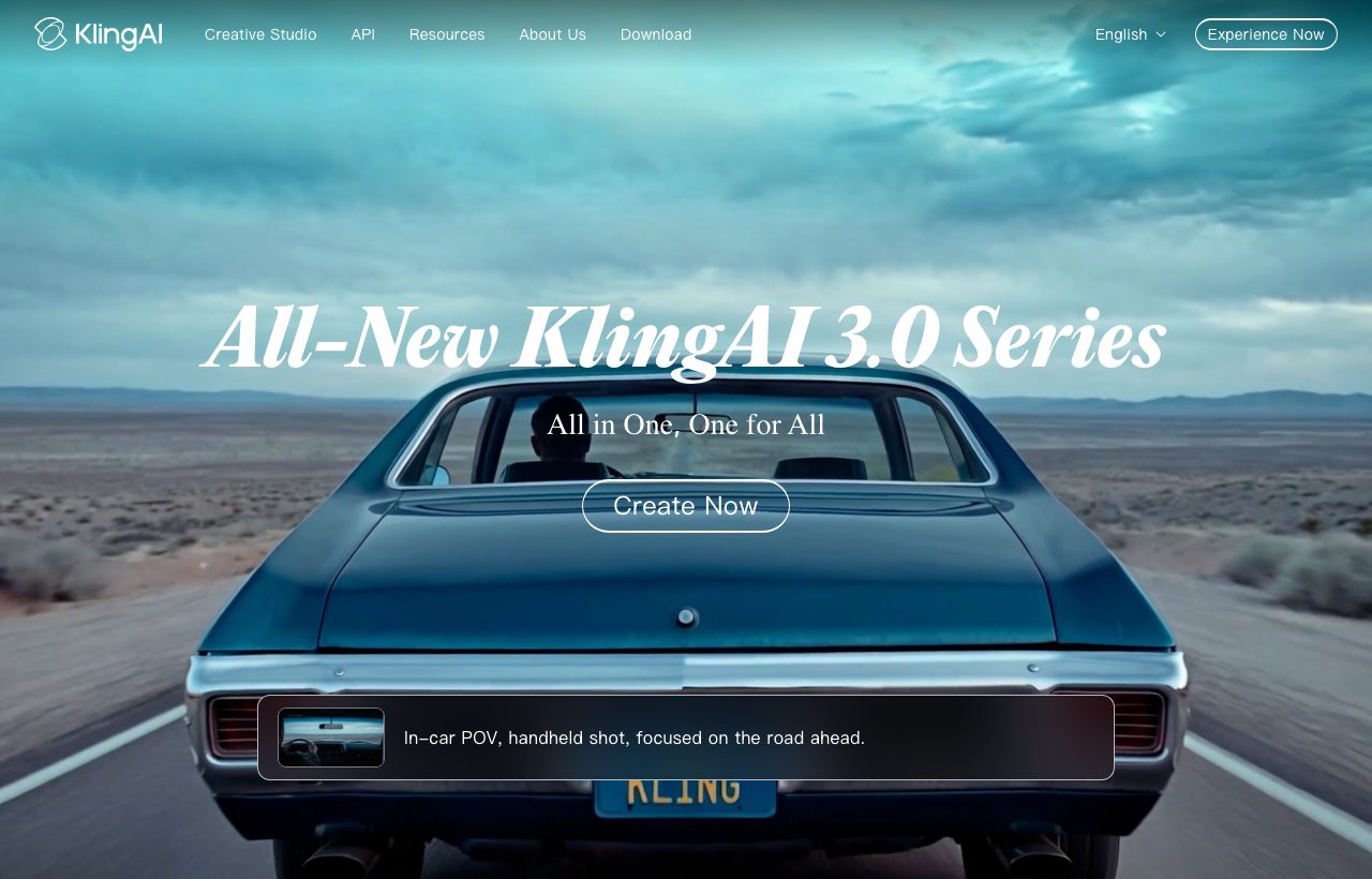 KlingAI video generator homepage