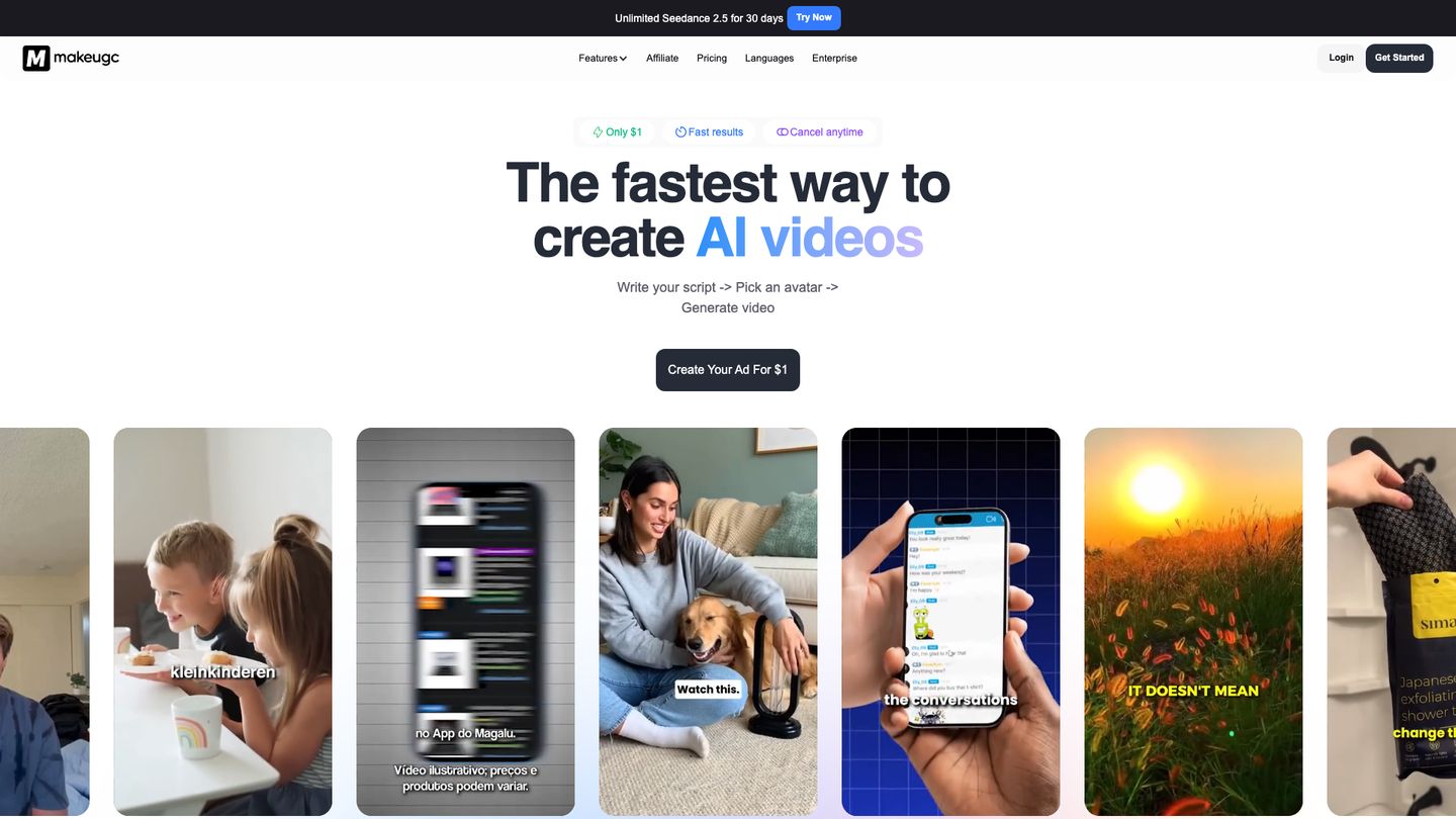 MakeUGC AI video generator