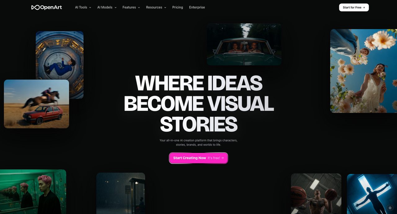 OpenArt AI video generation platform homepage