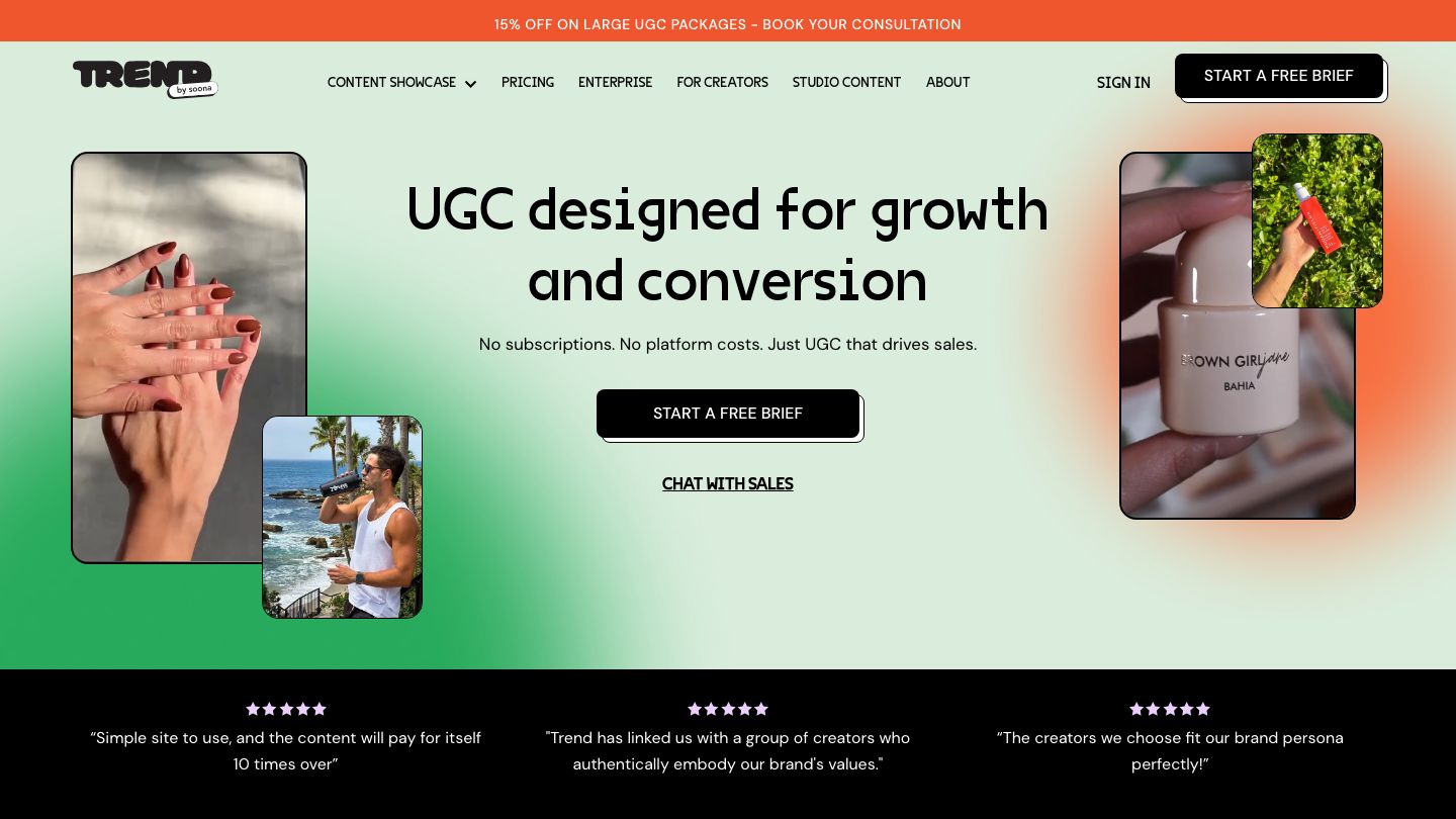 Trend UGC platform homepage