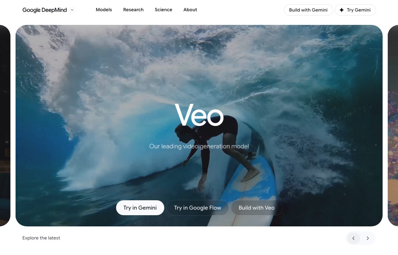 Google Veo video generation model page